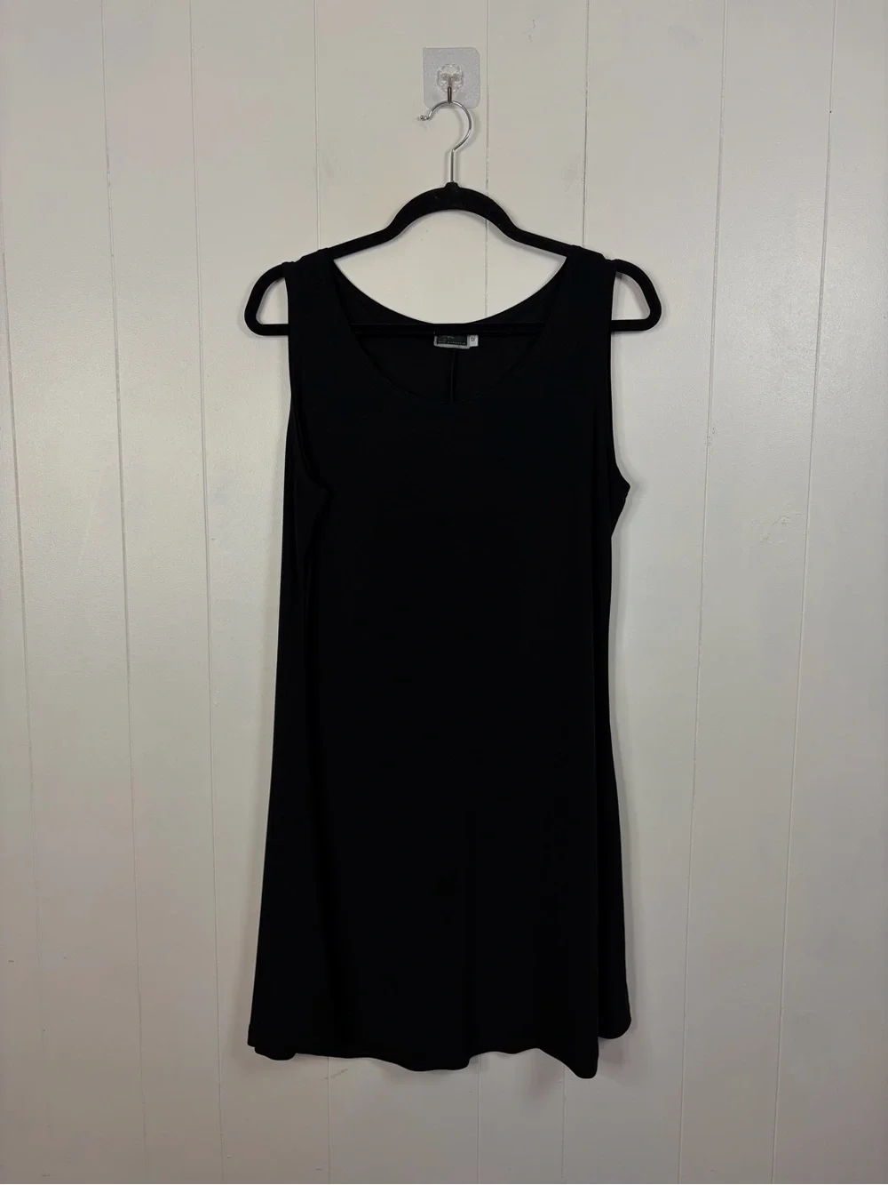 Sympli Black Mini Tank Dress Tunic Slinky Stretchy Sleeveless Minimalist Size 12 - Picture 2 of 8